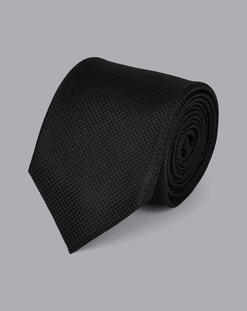 Stain Resistant Silk Textured Tie - Black