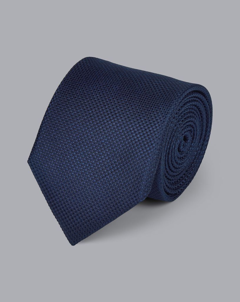 Stain Resistant Silk Textured Tie - Navy