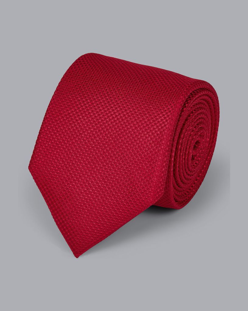 Stain Resistant Silk Textured Tie - Red