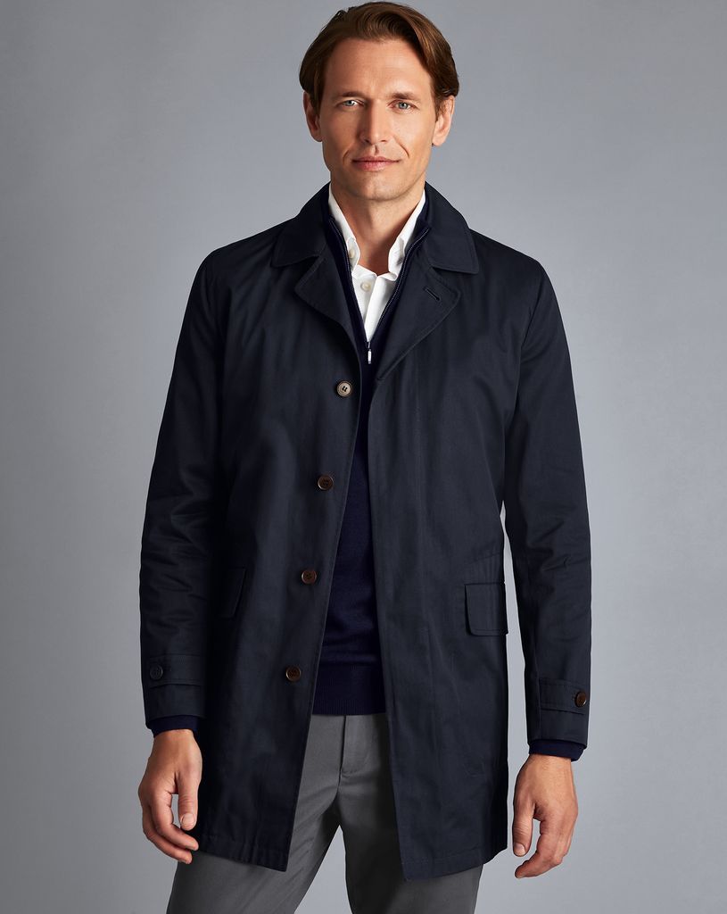 Cotton Italian Raincoat - Navy
