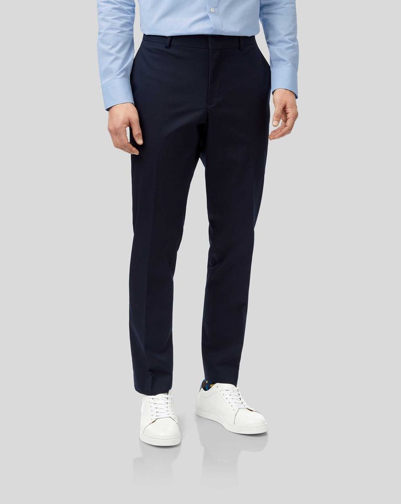 Italian Cotton Suit Trousers - Navy