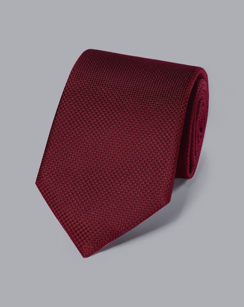 Stain Resistant Silk Textured Tie - Burgundy