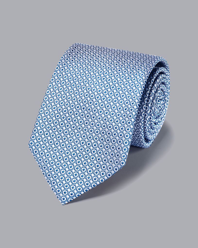 Stain Resistant Silk Tie - Royal Blue & White