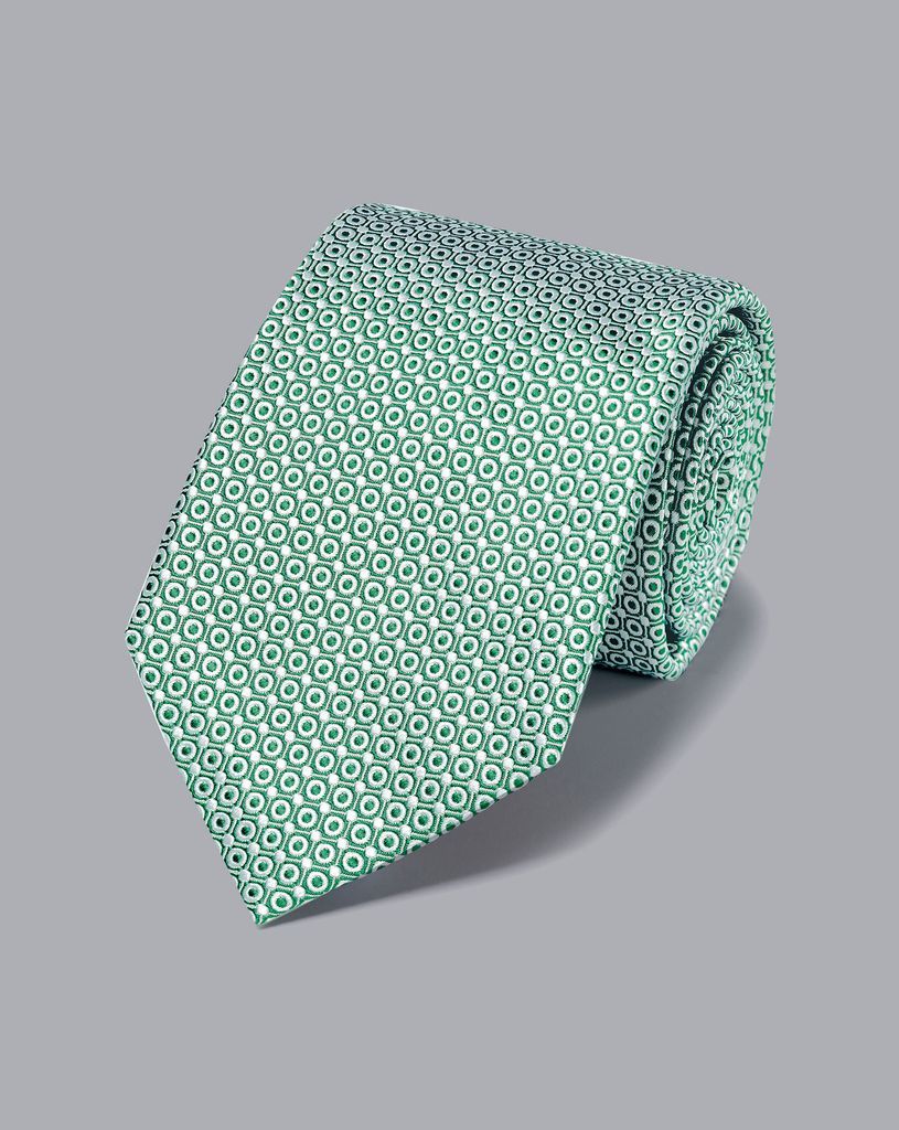 Stain Resistant Silk Tie - Green & White