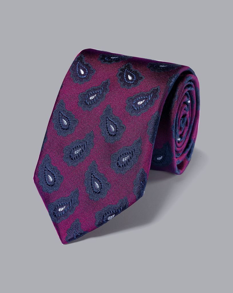 Silk Paisley Tie - Purple & Navy