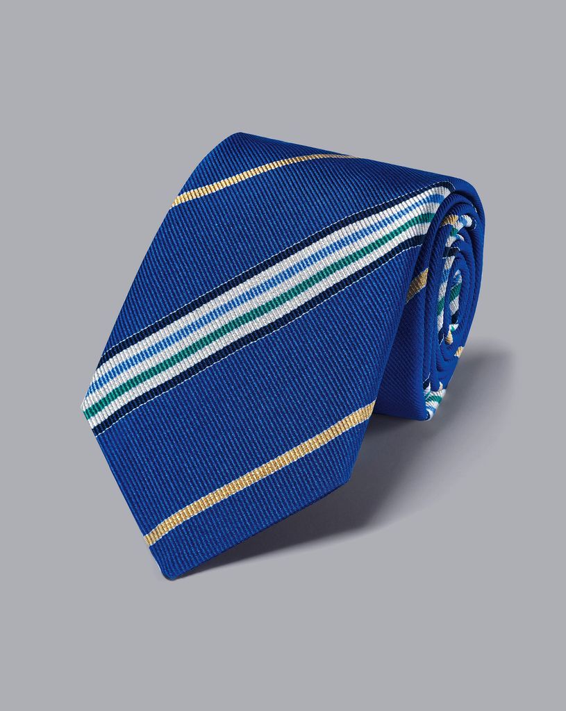 Silk Reppe Stripe English Luxury Tie - Royal Blue
