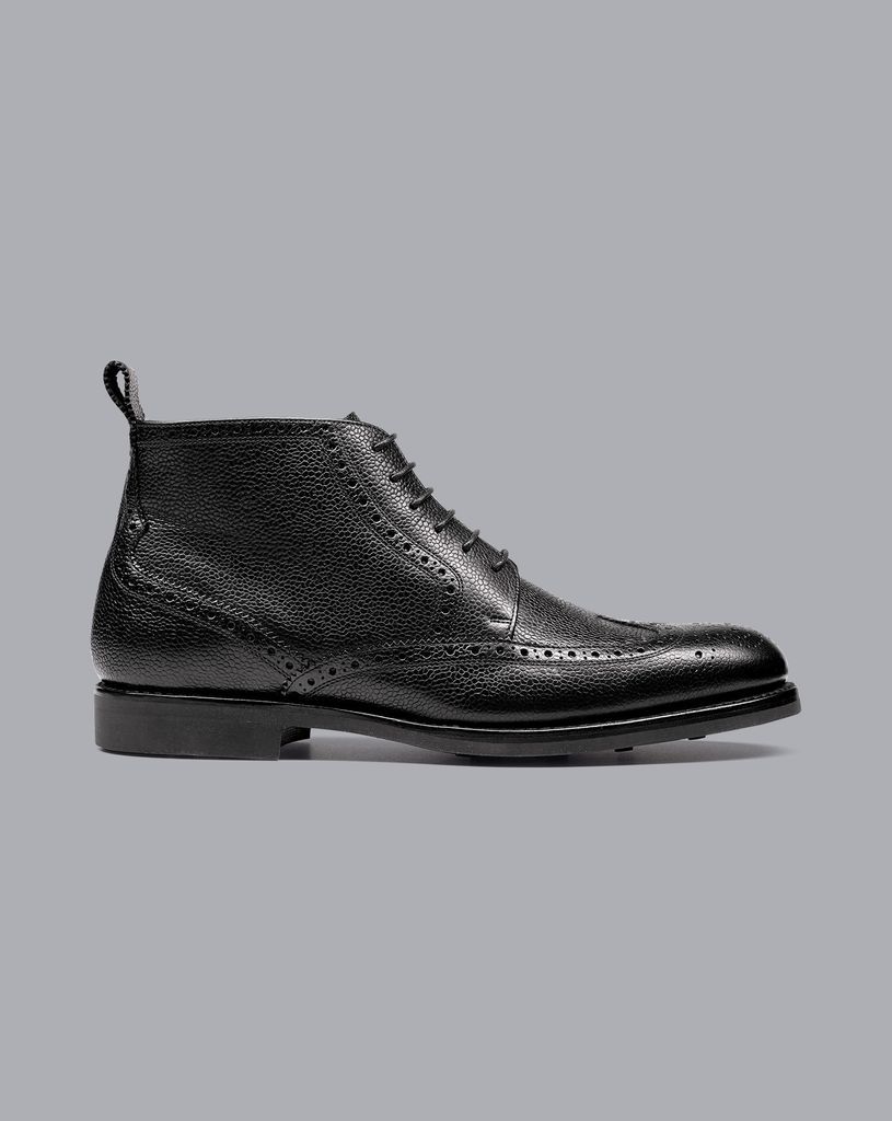 Leather Brogue Boots - Black