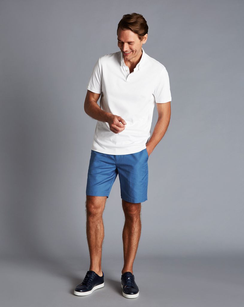 Cotton Linen Shorts - Bright Blue