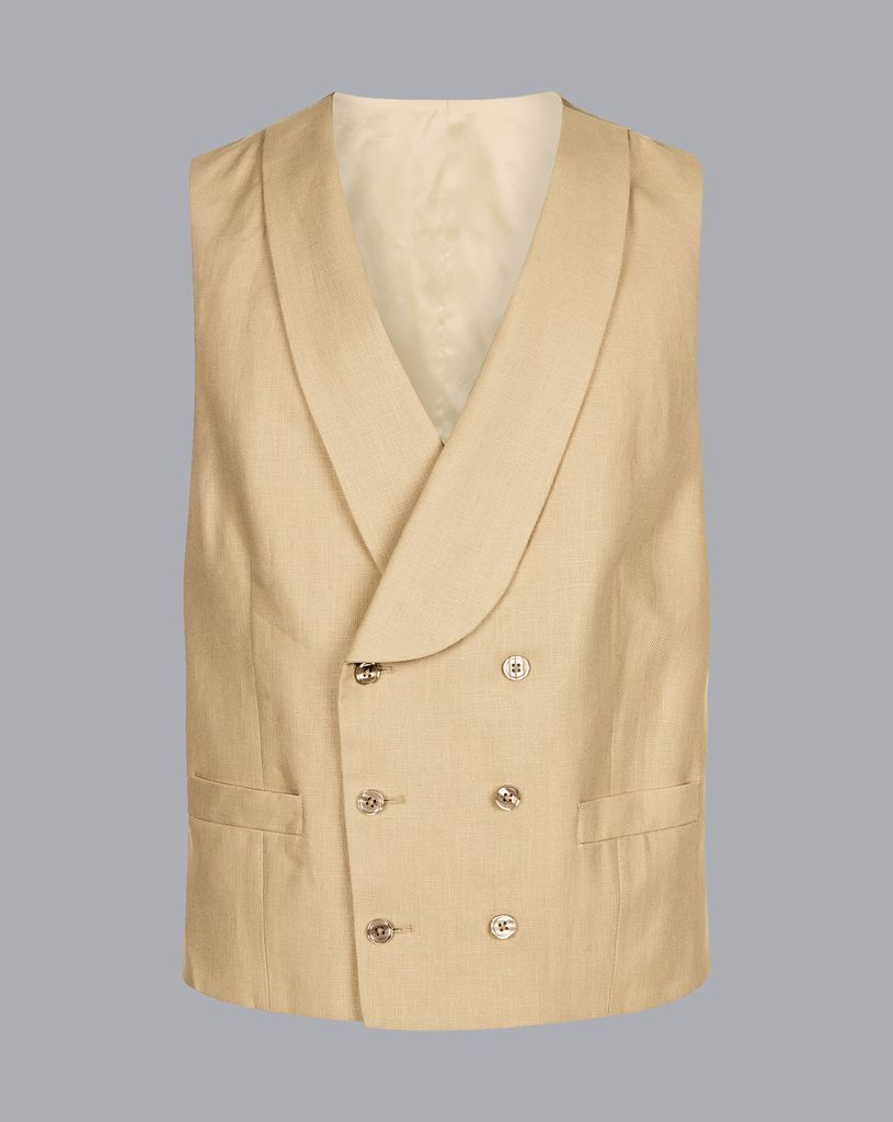Linen Morning Suit Waistcoat - Buff