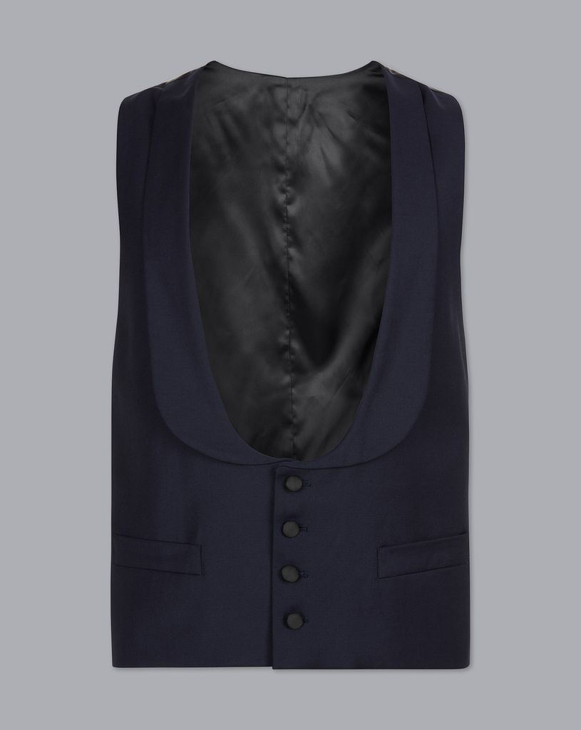 Wool Shawl Collar Dinner Suit Waistcoat - Midnight Blue