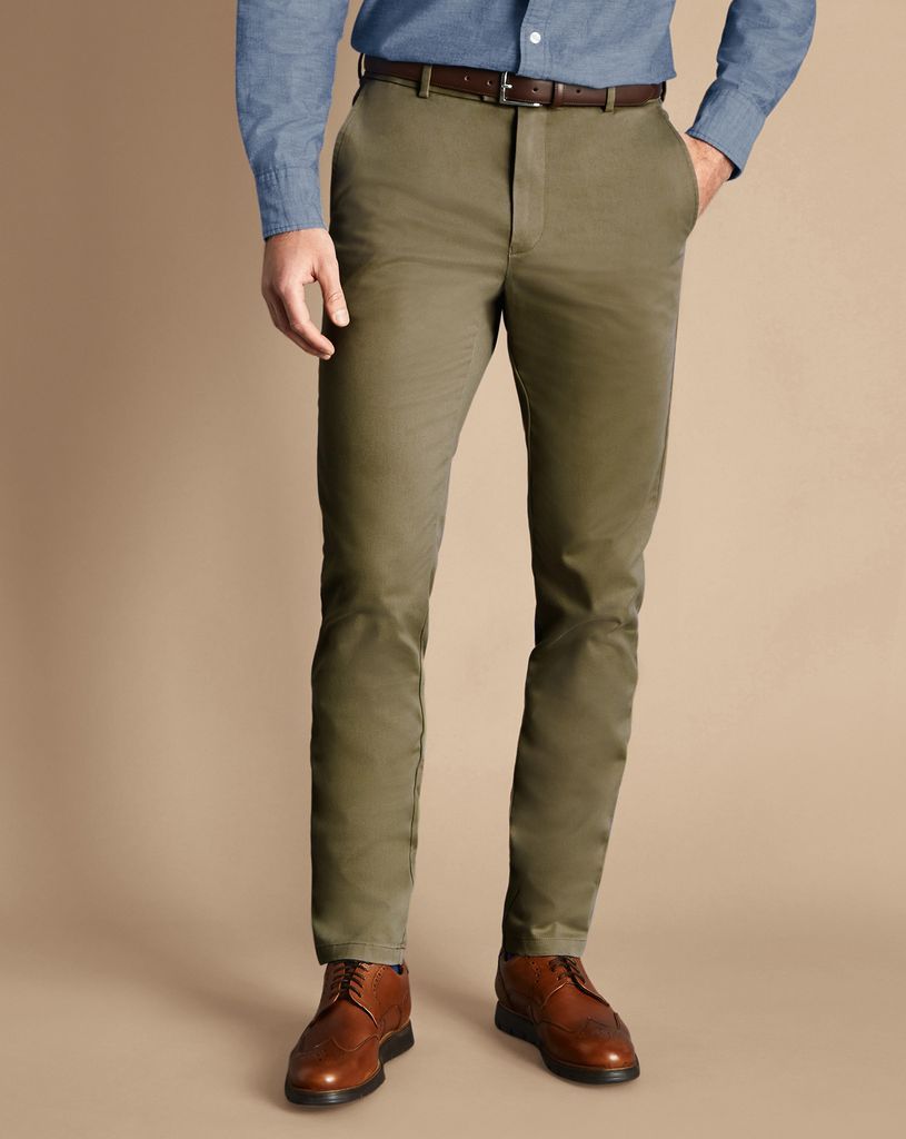 Cotton Ultimate Non-Iron Chinos - Olive Green
