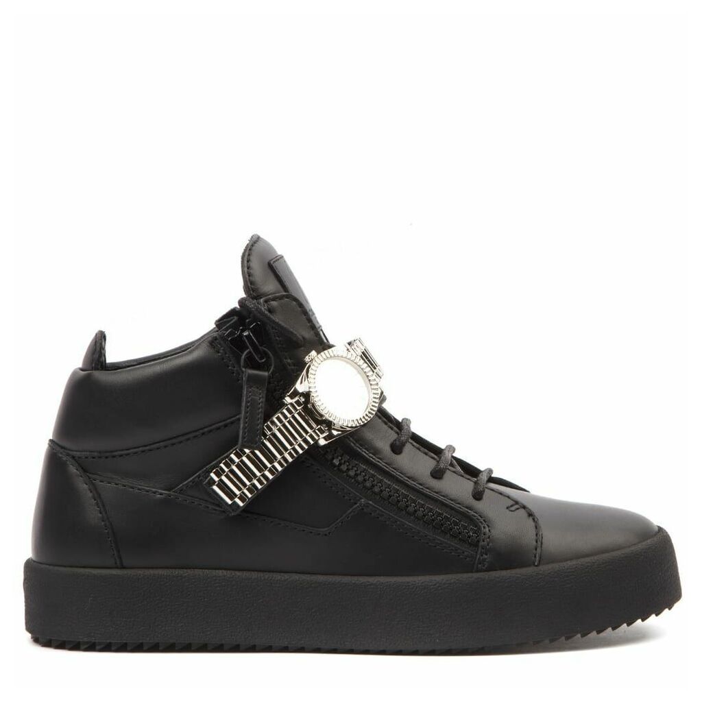 Quintin High Top Black Leather Sneaker