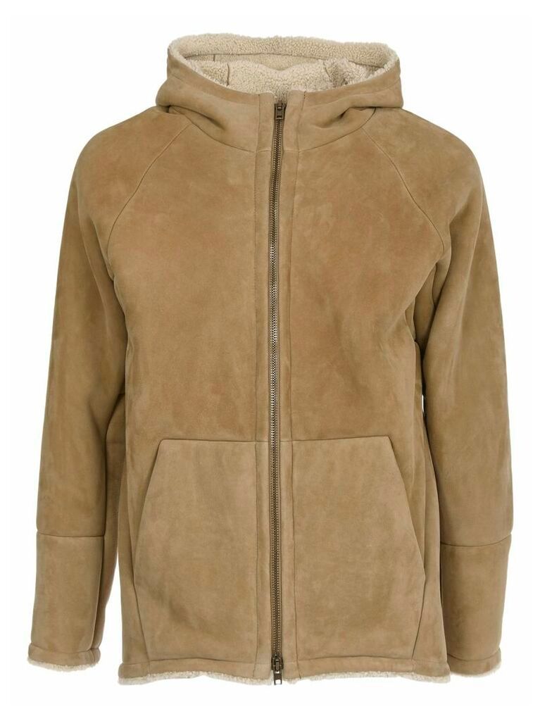 Suede Leather Hooded Jacket