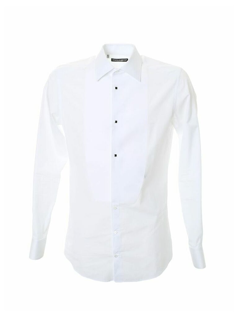 White Cotton Tuxedo Shirt