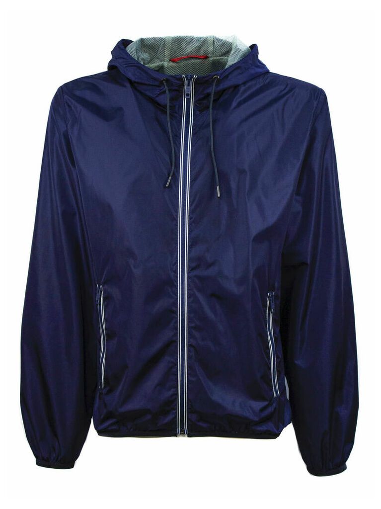 Windproof Jacket In Blue Nylon