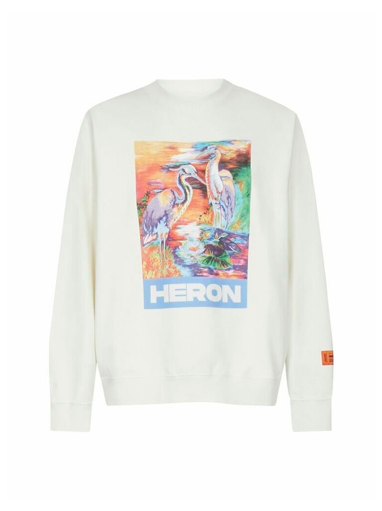 Herons Print Cotton Sweatshirt