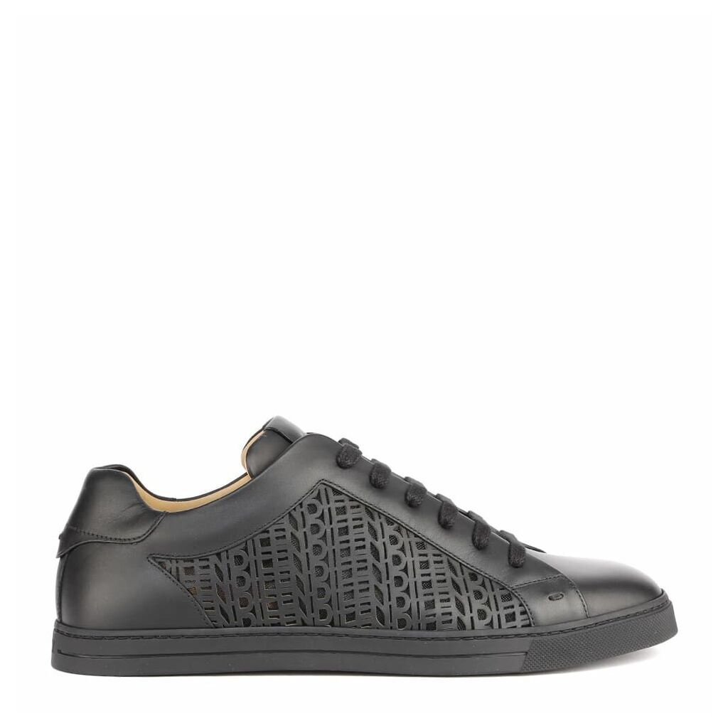 Black Leather Sneakers With Cut-out Details