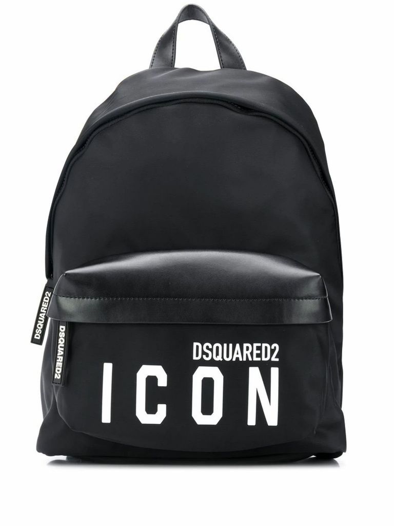 Black Icon Print Backpack