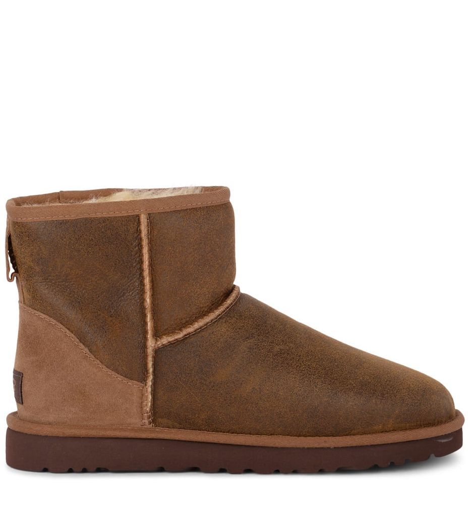 Classic Mini Bomber Brown Sheepskin And Suede Ankle Boots
