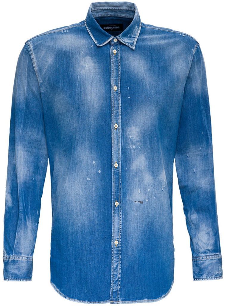 Denim Shirt With Paint Splatters Detail