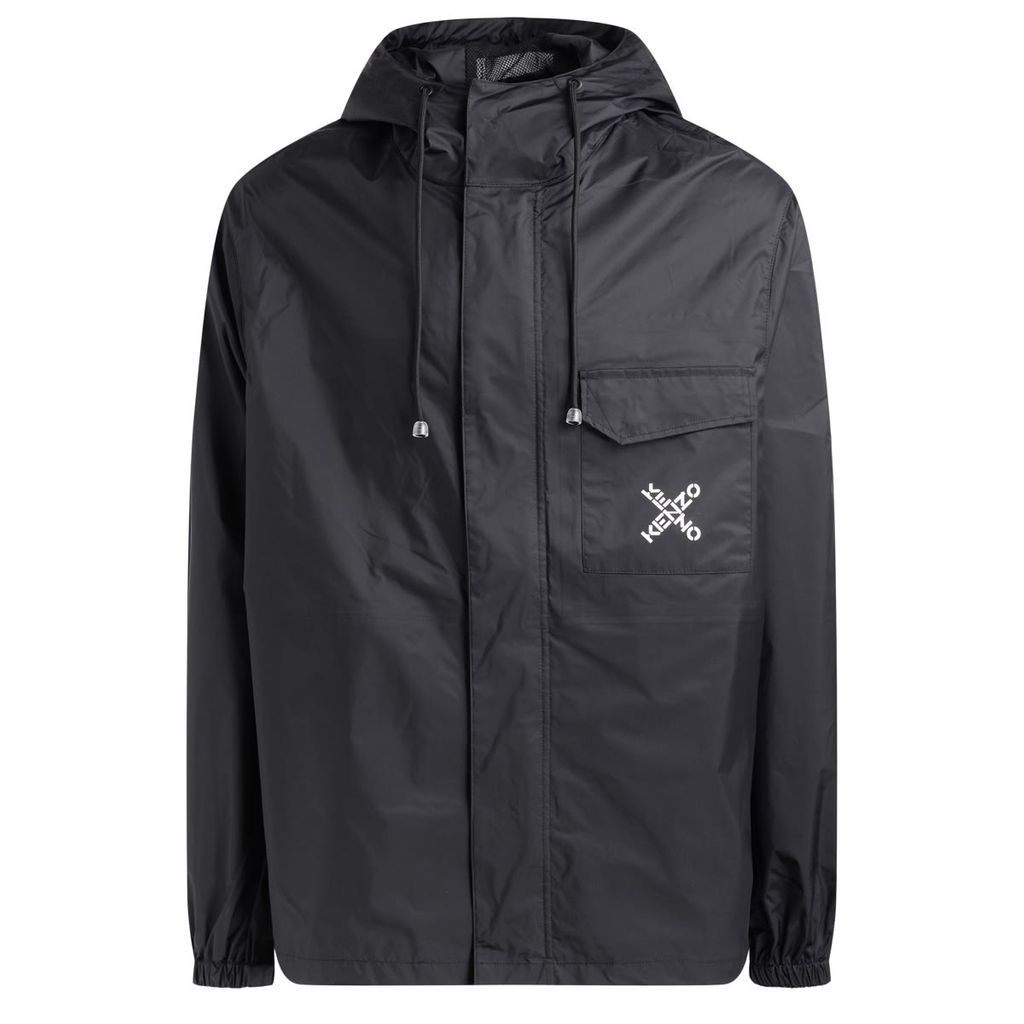 Black Windproof Kenzo Sport Jacket With Logo