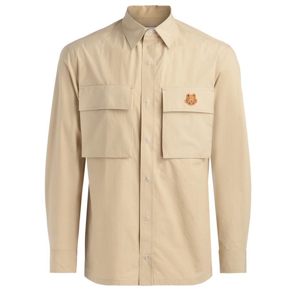 Beige Cotton Kenzo Shirt With Logo