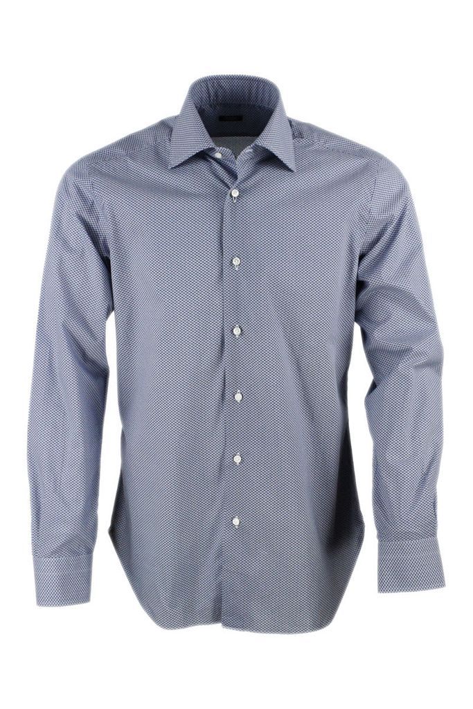Slim Fit Man Shirt Black Label Model With Hand-stitched Micro-pattern