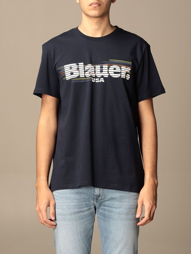 T-shirt Blauer T-shirt In Basic Cotton With Logo