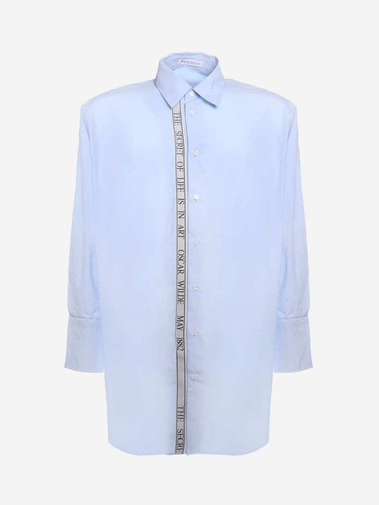 Cotton Shirt With Contrasting Embroidered Ribbon
