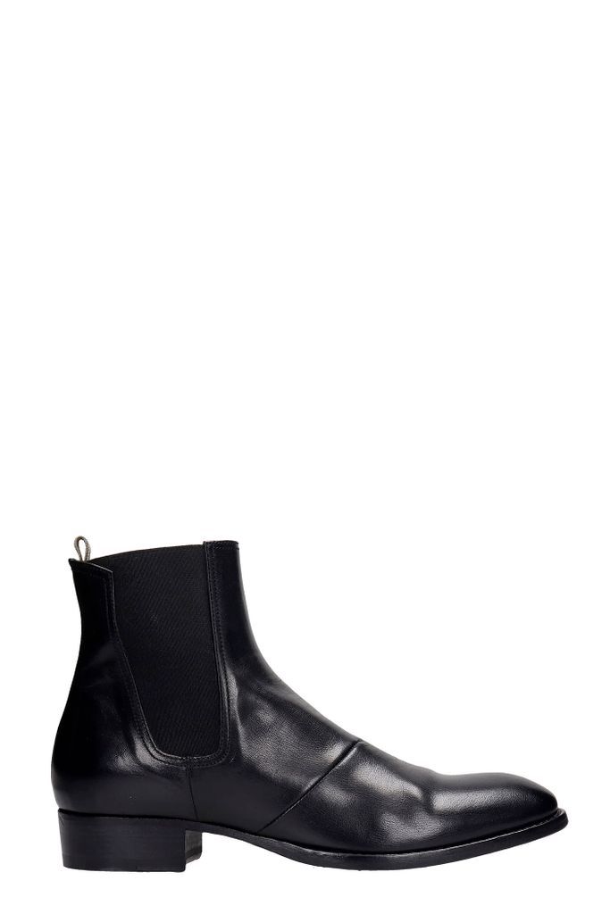 Sean 003 Low Heels Ankle Boots In Black Leather