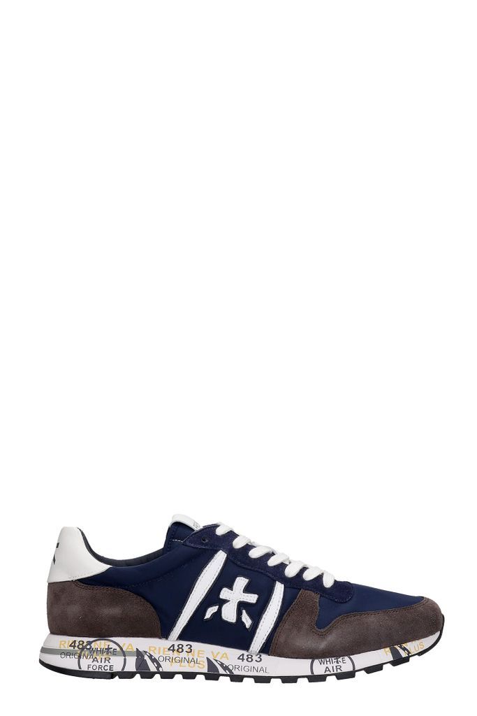 Eric Sneakers In Blue Suede And Fabric