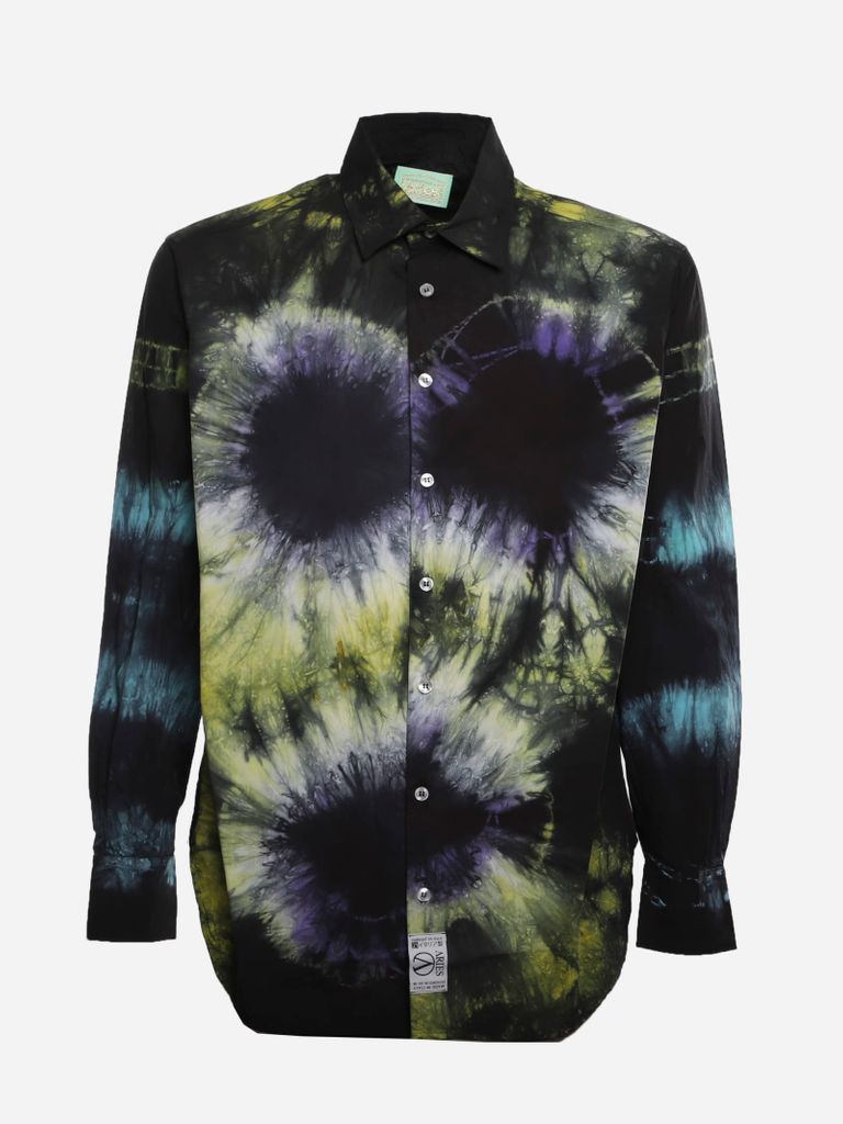 Cotton Shirt With All-over Tie-dye Print