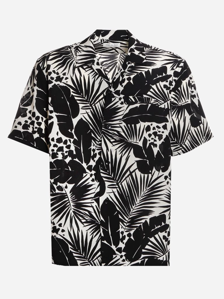 Silk Shirt With Tropical Leaf Motif