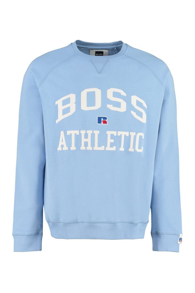 Cotton Crew-neck Sweatshirt With Logo - Boss X Russell Athletic