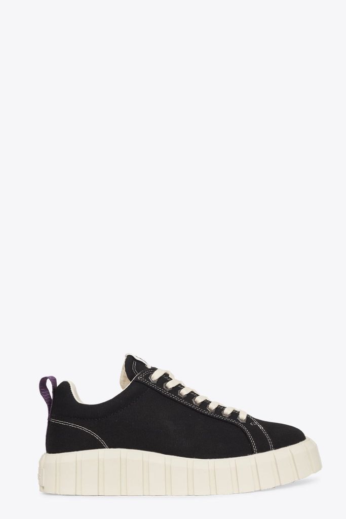 Black Canvas Lace-up Low Sneaker