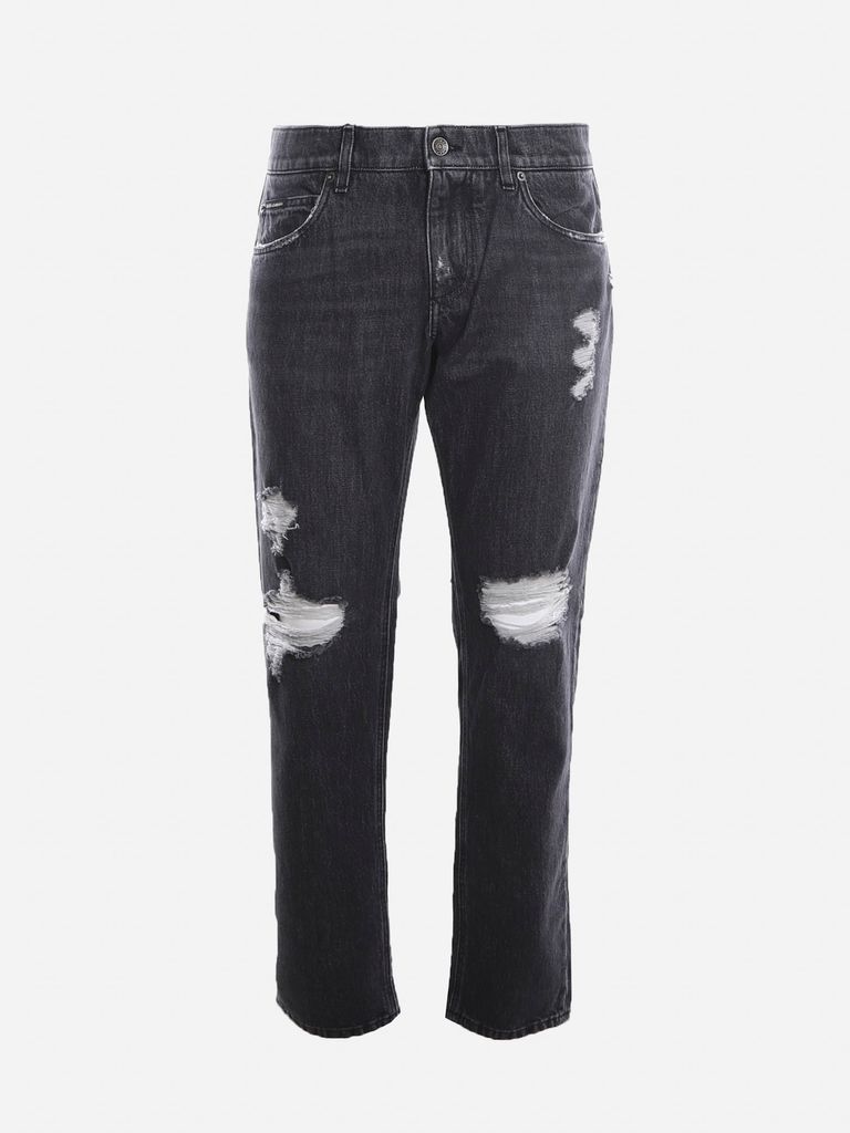 Distressed Cotton Denim Jeans