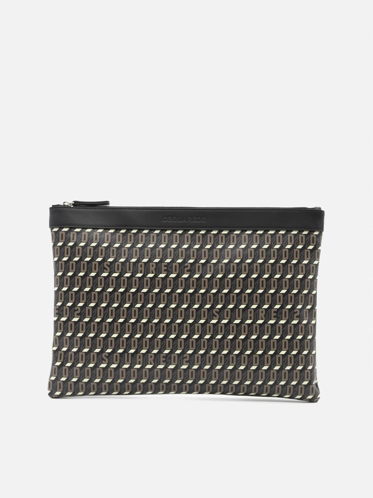 Clutch Bag With All-over Monogram Print