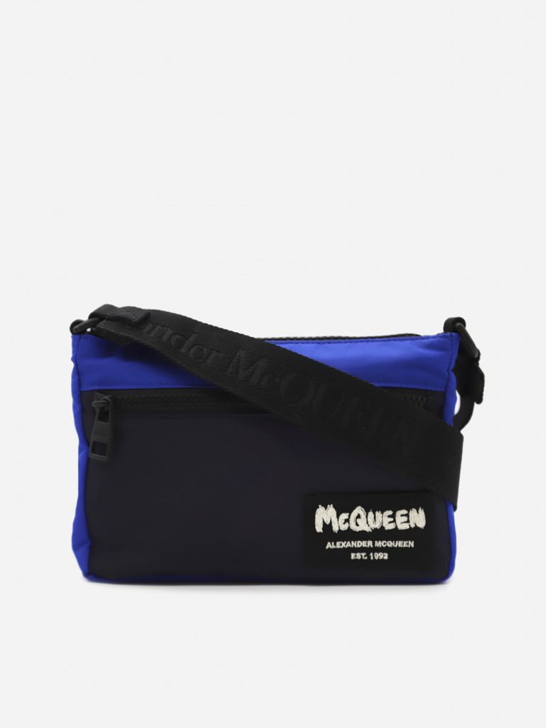 Nylon Shoulder Bag With Graffiti Logo Detail
