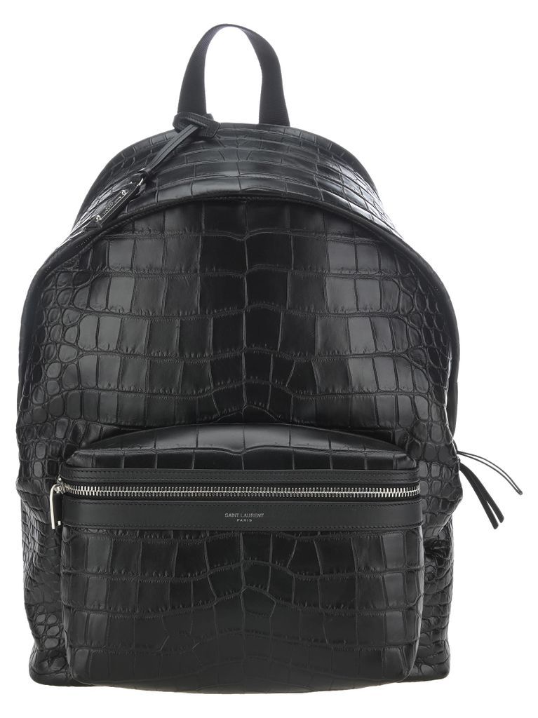 Crocodile Embossed Leather City Backpack