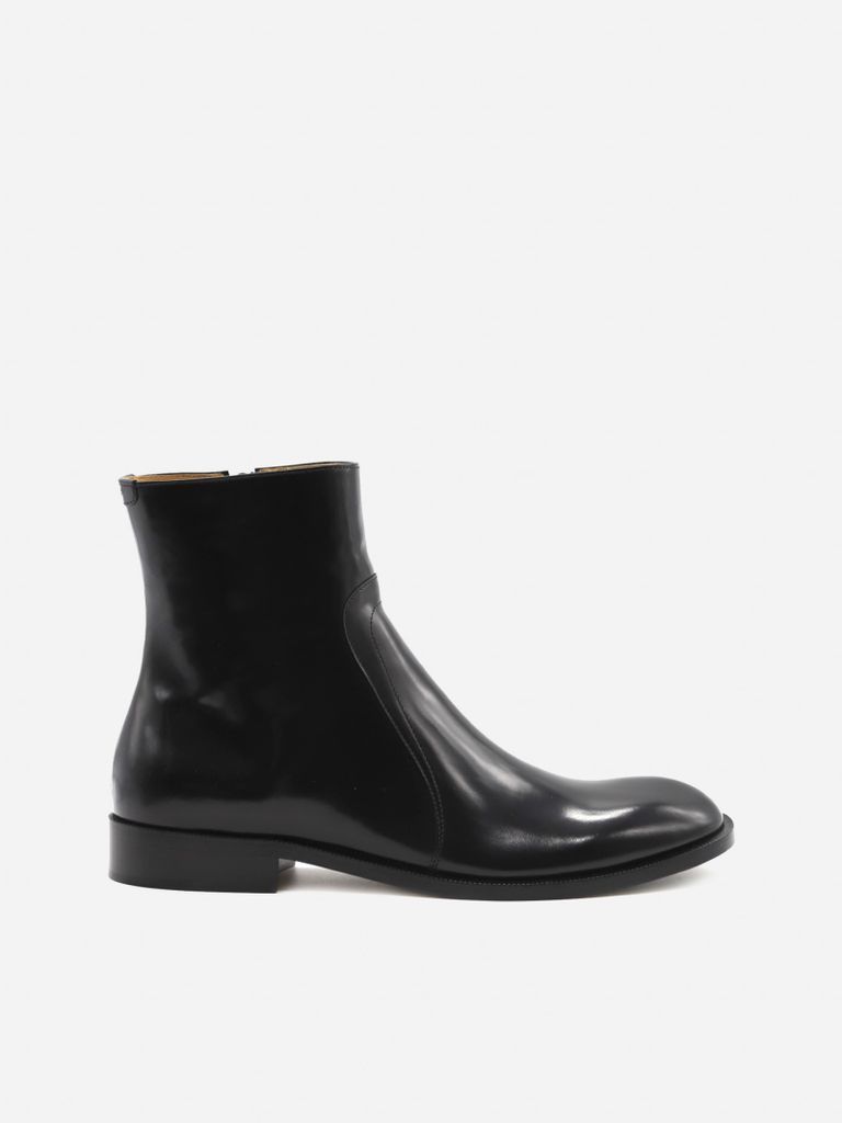 Ankle Boots Made Of Leather With A Glossy Finish