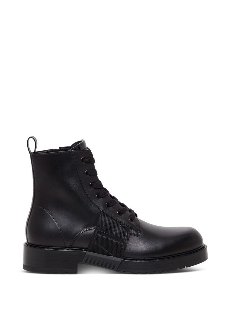 Black Vltn Combat Leather Boots