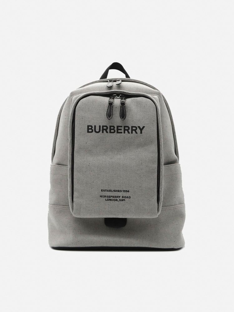 Cotton Canvas Backpack With Contrasting Logo Print