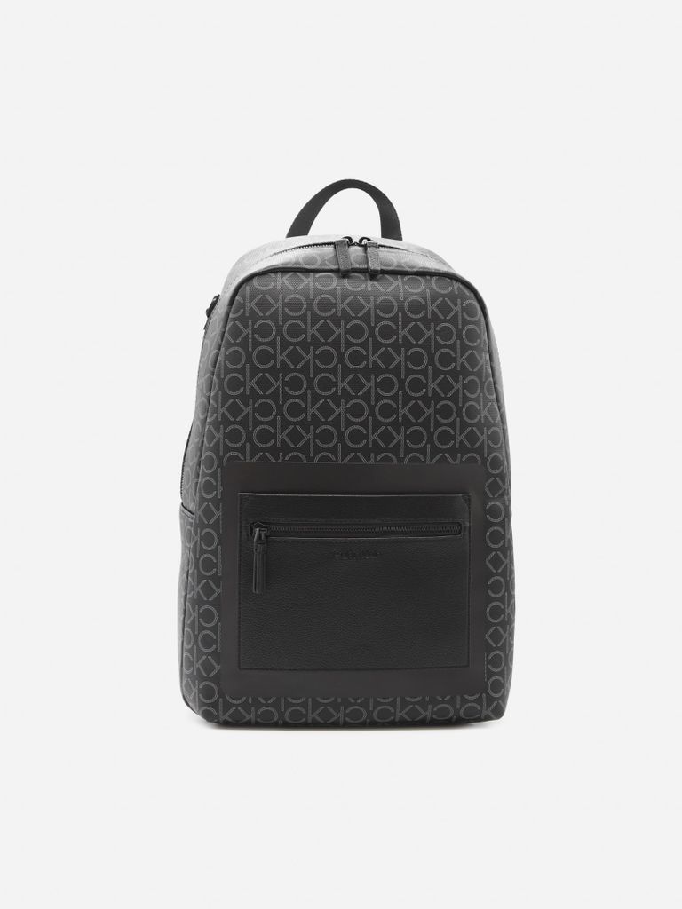 Eco-leather Backpack With All-over Logo Print