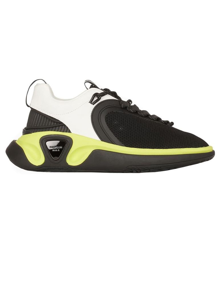 White, Black And Yellow B-runner Sneakers