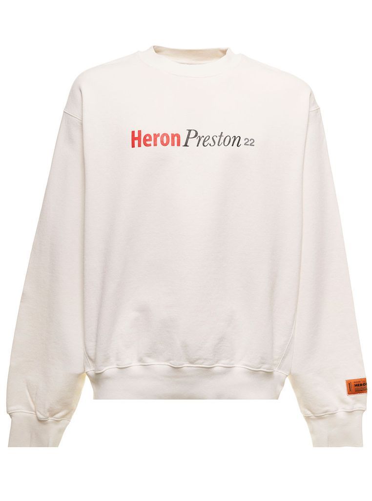White Multicensored Sweatshirt In Jersey With Contrast Print On Front And Back And Logo Patch On The Sleeve Heron Preston Man