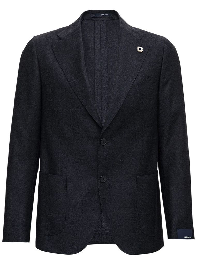 Black Single-breasted Flannel Jacket