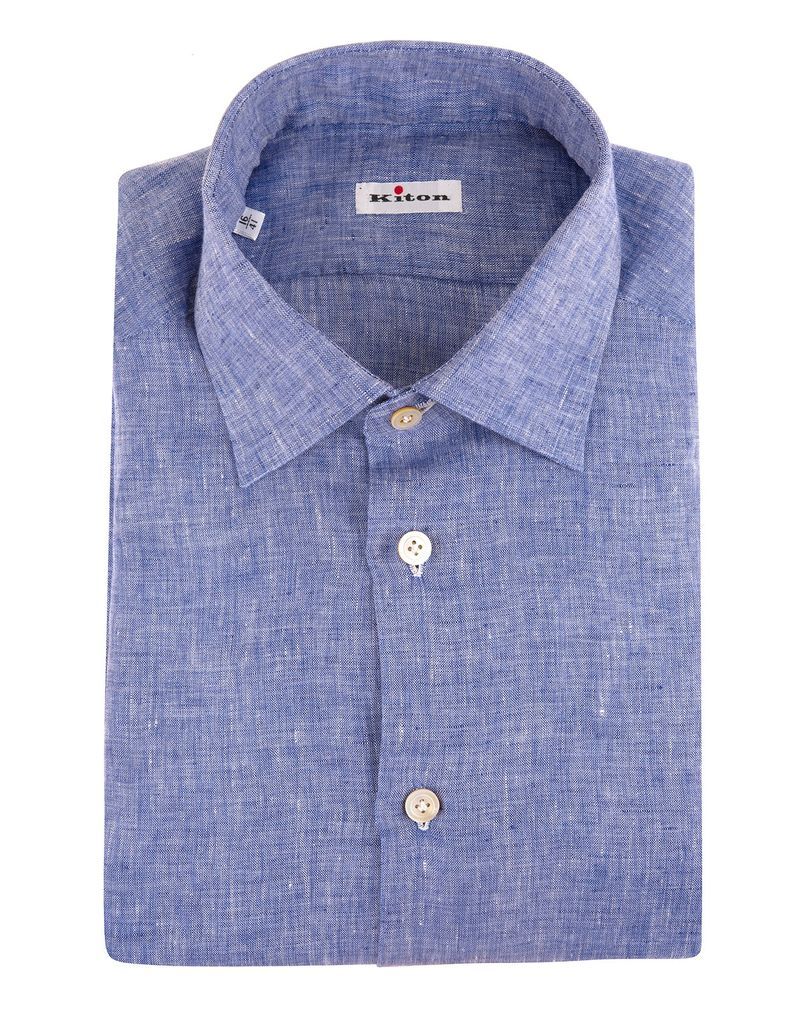 Man Regular Fit Shirt In Cornflower Blue Linen