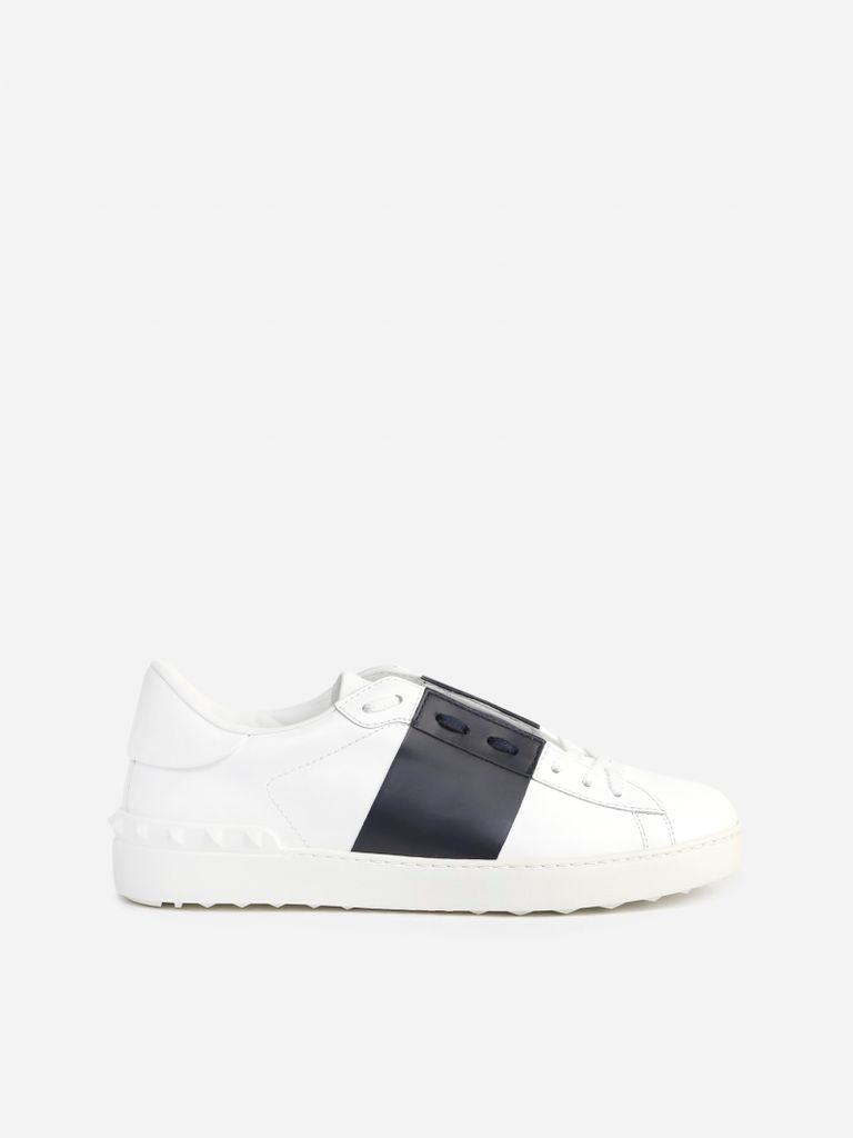 Open Sneakers In Leather With Contrasting Band