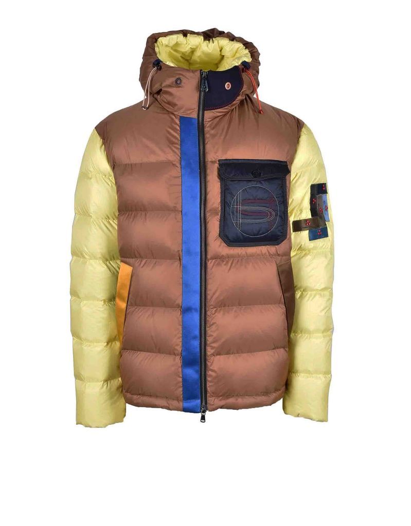 Mens Marrone/giallo Padded Jacket