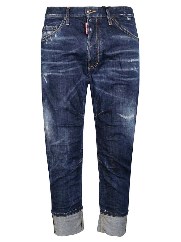 Wide Leg Distressed Effect Jeans